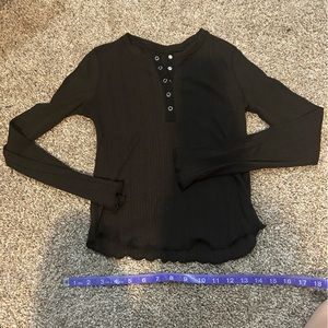 black pointelle henley
